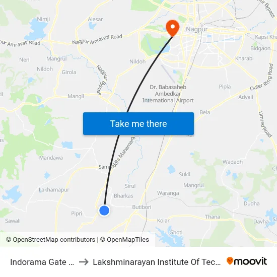 Indorama Gate No.3 to Lakshminarayan Institute Of Technology map