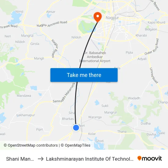Shani Mandir to Lakshminarayan Institute Of Technology map