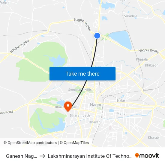 Ganesh Nagari to Lakshminarayan Institute Of Technology map