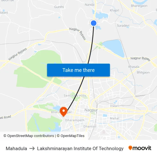 Mahadula to Lakshminarayan Institute Of Technology map