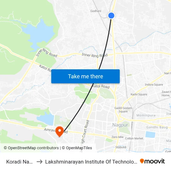 Koradi Naka to Lakshminarayan Institute Of Technology map