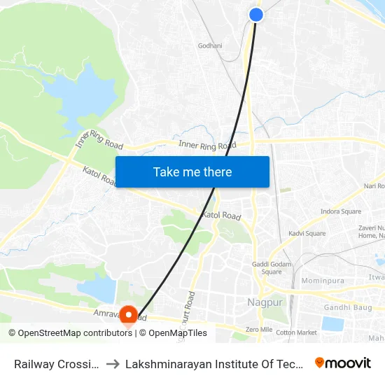Railway Crossing 2 to Lakshminarayan Institute Of Technology map