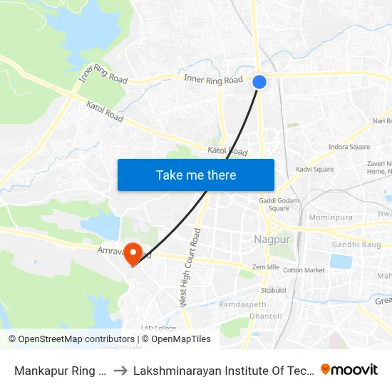 Mankapur Ring Road to Lakshminarayan Institute Of Technology map