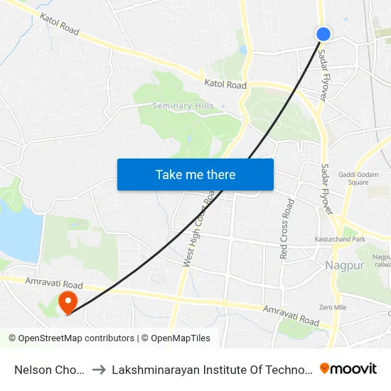 Nelson Chowk to Lakshminarayan Institute Of Technology map