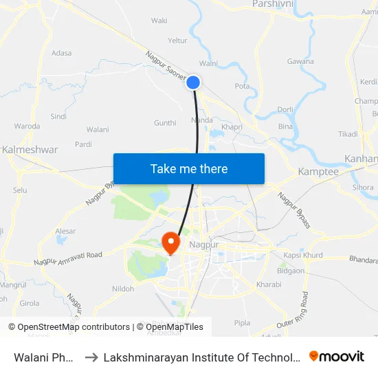 Walani Phata to Lakshminarayan Institute Of Technology map
