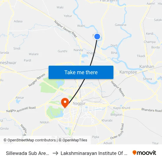 Sillewada Sub Area Office to Lakshminarayan Institute Of Technology map