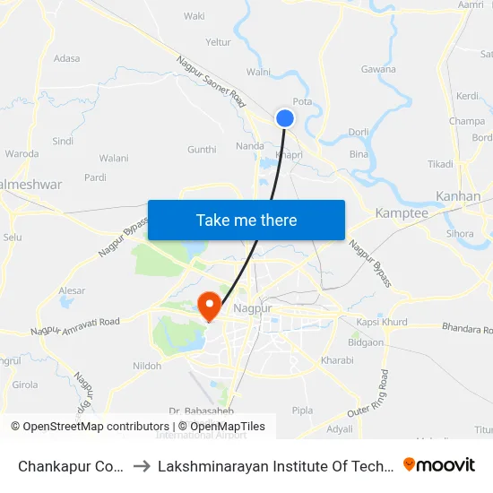 Chankapur Colony to Lakshminarayan Institute Of Technology map
