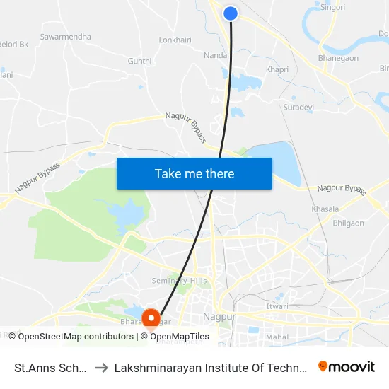St.Anns School to Lakshminarayan Institute Of Technology map