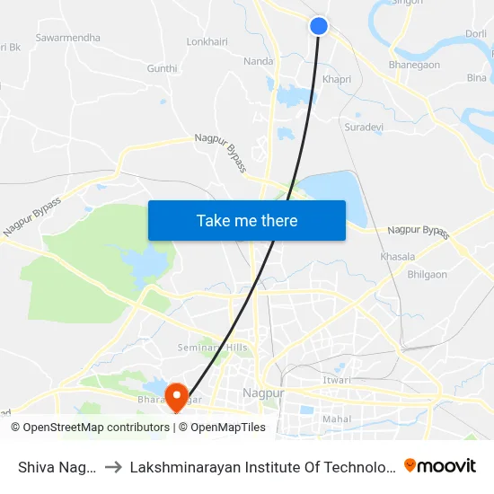 Shiva Nagar to Lakshminarayan Institute Of Technology map