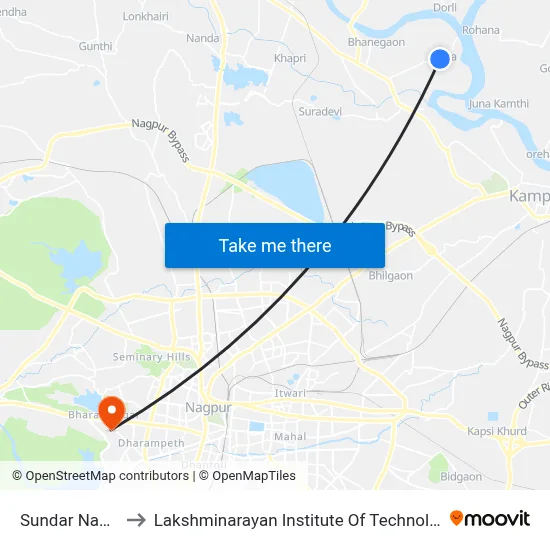 Sundar Nagar to Lakshminarayan Institute Of Technology map