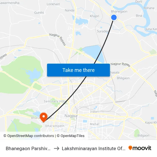Bhanegaon Parshivani Phata to Lakshminarayan Institute Of Technology map
