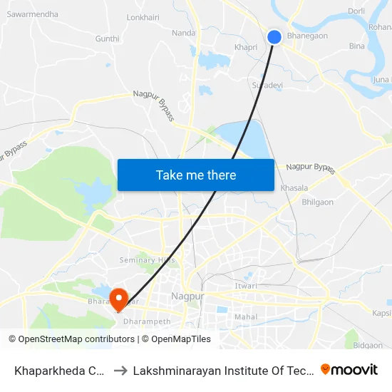 Khaparkheda Colony to Lakshminarayan Institute Of Technology map