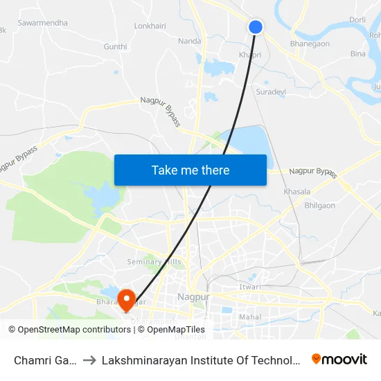 Chamri Gate to Lakshminarayan Institute Of Technology map