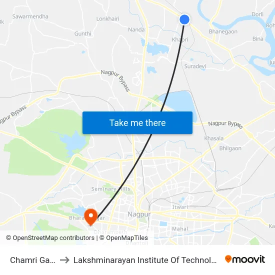 Chamri Gate to Lakshminarayan Institute Of Technology map