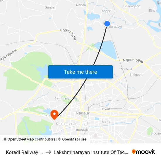 Koradi Railway Gate to Lakshminarayan Institute Of Technology map