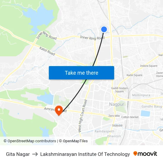 Gita Nagar to Lakshminarayan Institute Of Technology map
