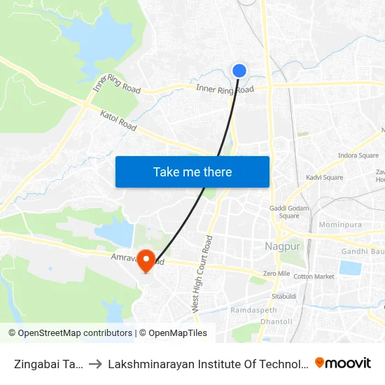 Zingabai Takli to Lakshminarayan Institute Of Technology map