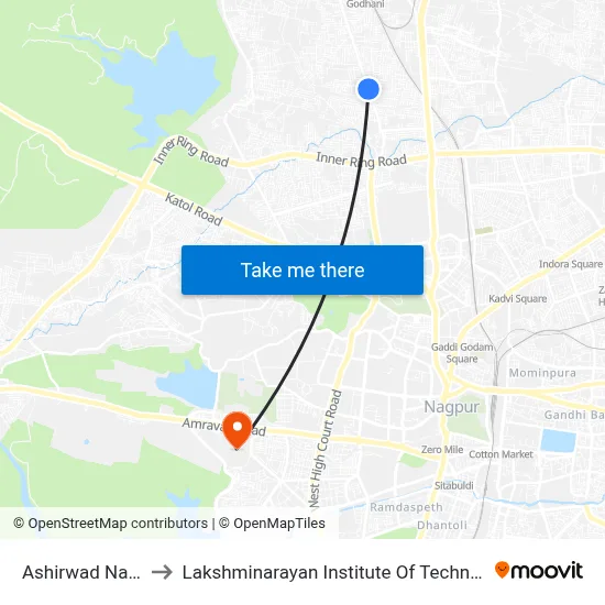 Ashirwad Nagar to Lakshminarayan Institute Of Technology map
