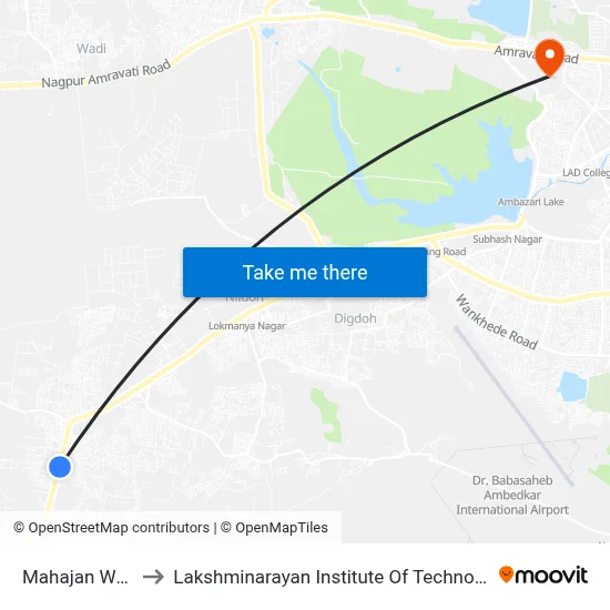 Mahajan Wadi to Lakshminarayan Institute Of Technology map