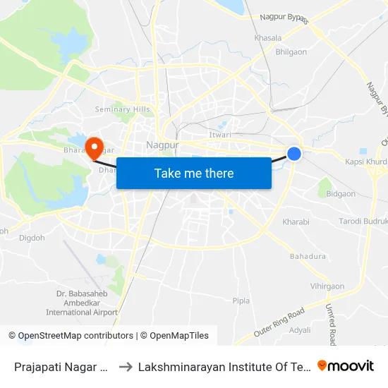 Prajapati Nagar Chowk to Lakshminarayan Institute Of Technology map