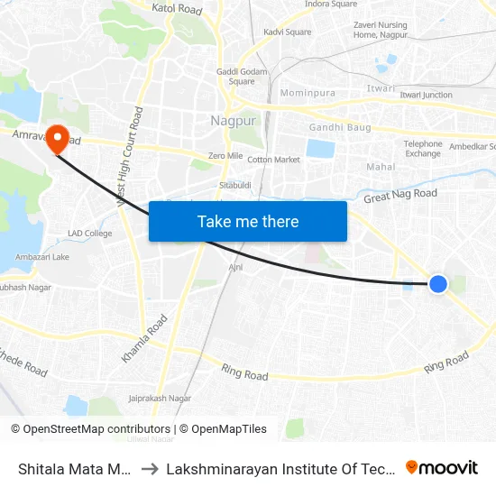 Shitala Mata Mandir to Lakshminarayan Institute Of Technology map
