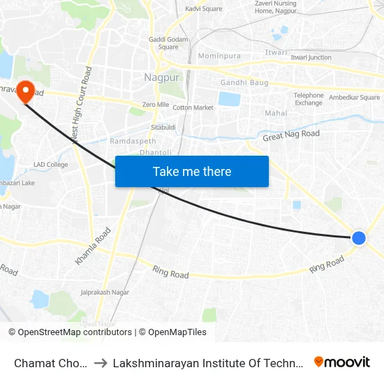 Chamat Chowk to Lakshminarayan Institute Of Technology map