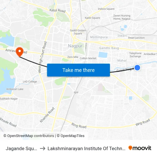 Jagande Square to Lakshminarayan Institute Of Technology map
