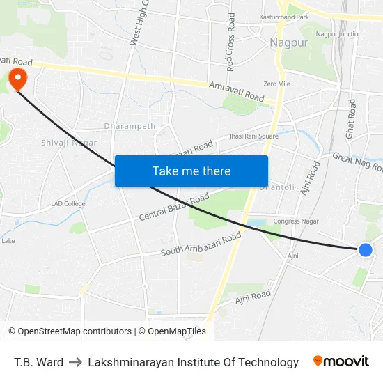 T.B. Ward to Lakshminarayan Institute Of Technology map