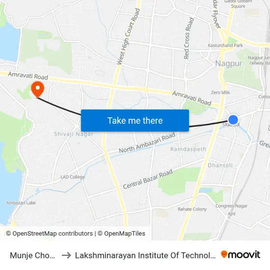 Munje Chowk to Lakshminarayan Institute Of Technology map