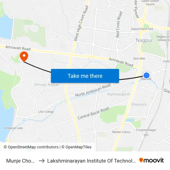 Munje Chowk to Lakshminarayan Institute Of Technology map