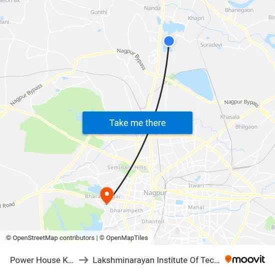 Power House Koradi to Lakshminarayan Institute Of Technology map