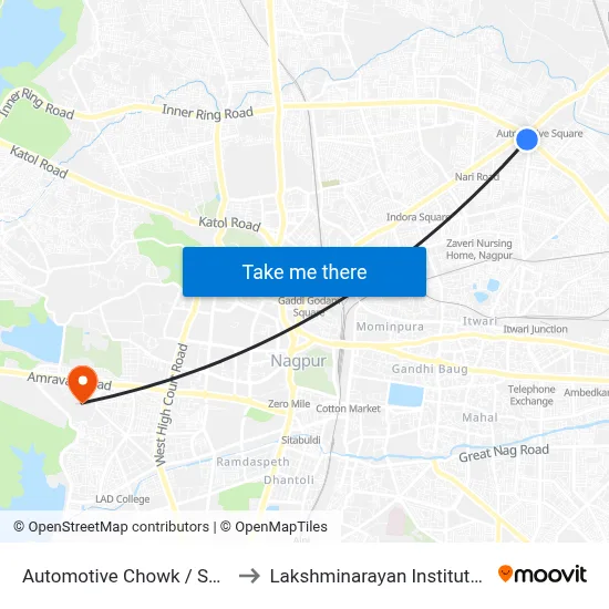 Automotive Chowk / Sharda Company to Lakshminarayan Institute Of Technology map