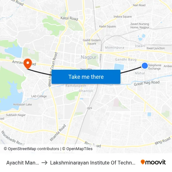 Ayachit Mandir to Lakshminarayan Institute Of Technology map
