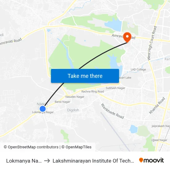 Lokmanya Nagar to Lakshminarayan Institute Of Technology map