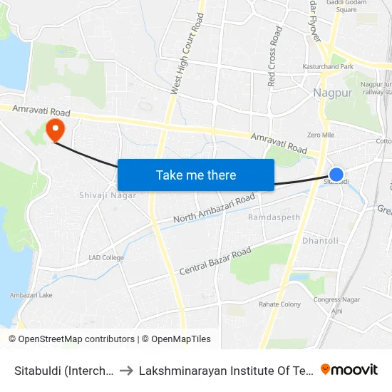 Sitabuldi (Interchange) to Lakshminarayan Institute Of Technology map