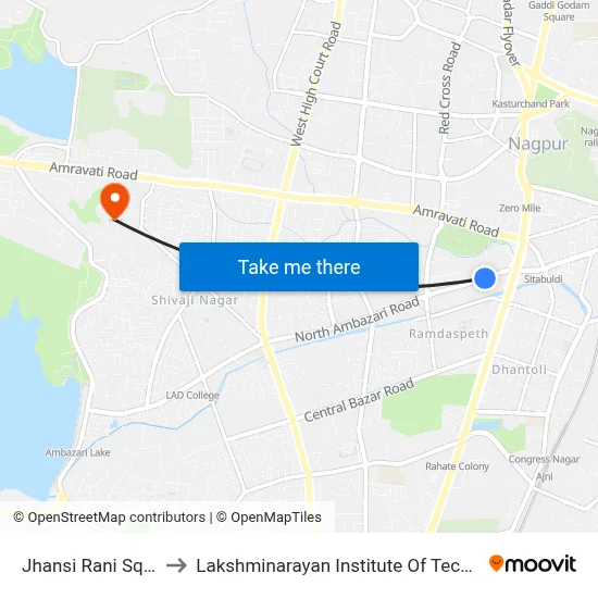 Jhansi Rani Square to Lakshminarayan Institute Of Technology map