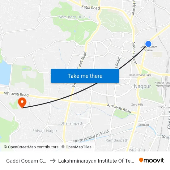 Gaddi Godam Chowk to Lakshminarayan Institute Of Technology map