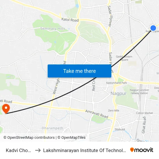 Kadvi Chowk to Lakshminarayan Institute Of Technology map