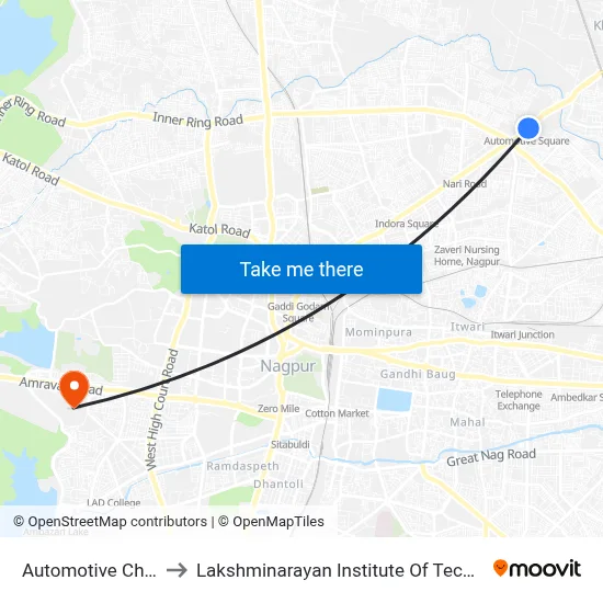 Automotive Chowk to Lakshminarayan Institute Of Technology map