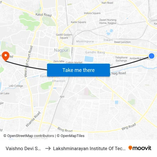 Vaishno Devi Square to Lakshminarayan Institute Of Technology map