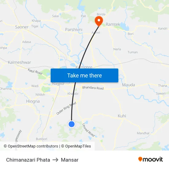 चिमनाजारी फाटा to मंसार map