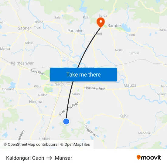 Kaldongari Gaon to Mansar map