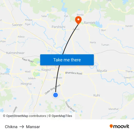 Chikna to Mansar map
