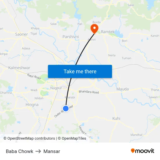 Baba Chowk to Mansar map