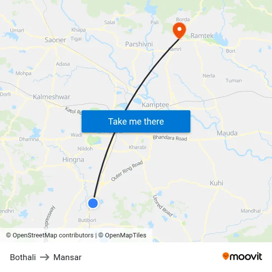 Bothali to Mansar map