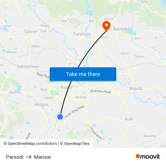 Parsodi to Mansar map