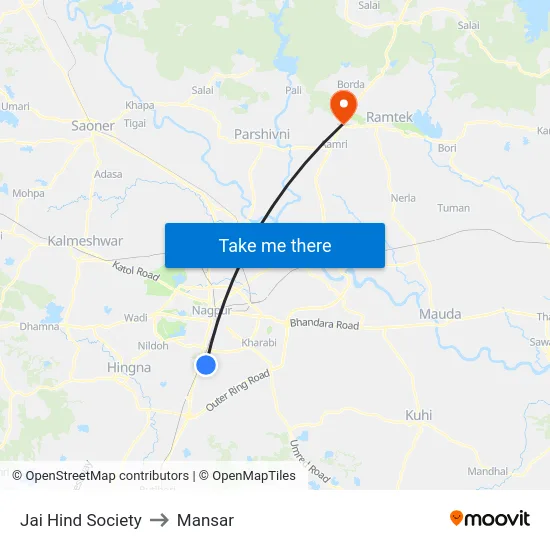 Jai Hind Society to Mansar map