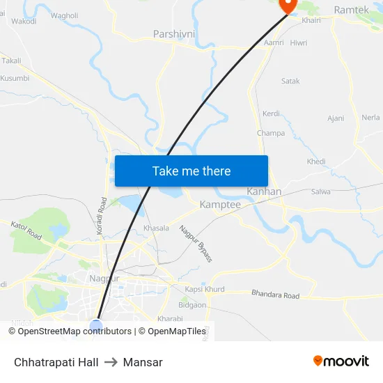 Chhatrapati Hall to Mansar map