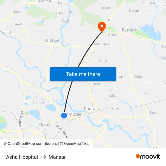 Asha Hospital to Mansar map