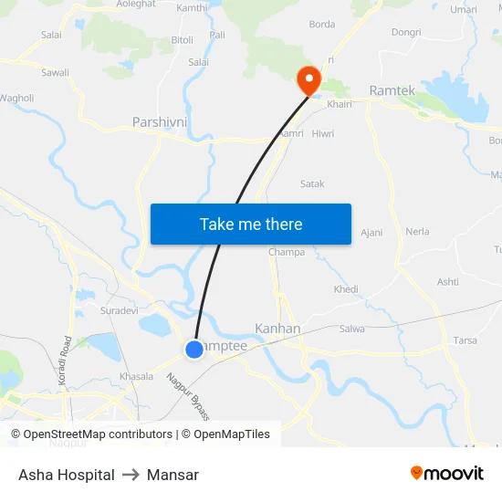 Asha Hospital to Mansar map